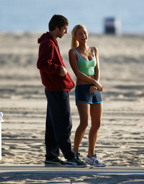 Paris Hilton upskirt and green top beach paparazzi pictures #75441070