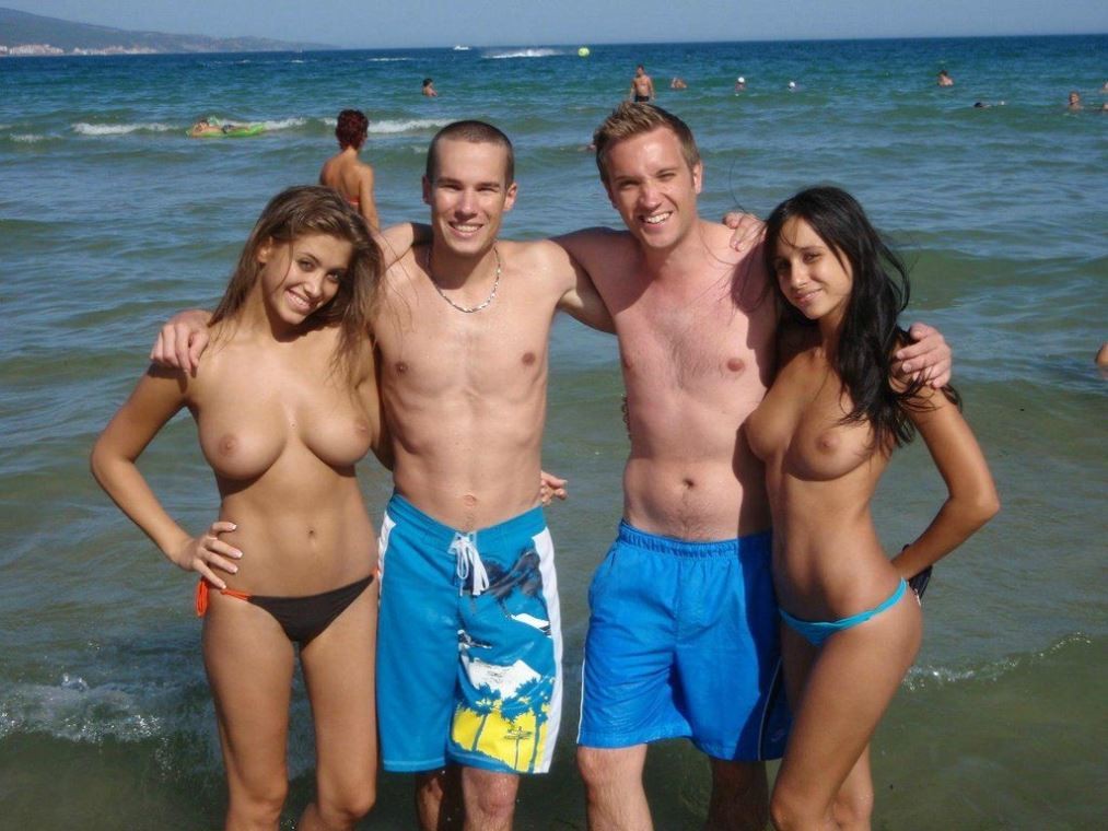 Busty nude woman poses in the heat drinking water #72245482
