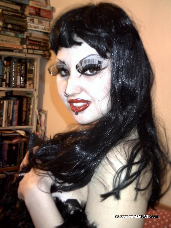 Hot goth in sexy lingerie posing slutty #71846932