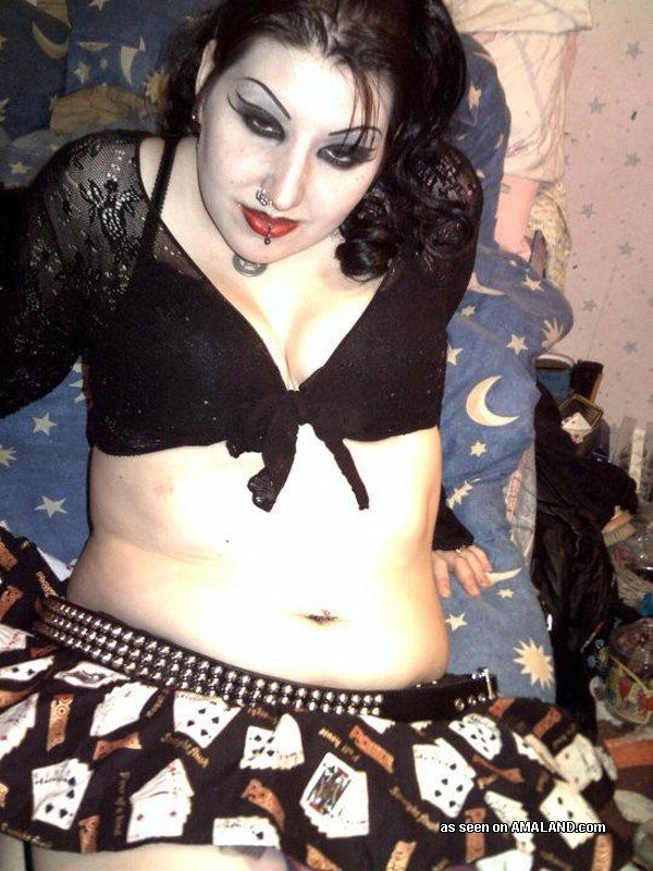 Hot goth in sexy lingerie posing slutty #71846938
