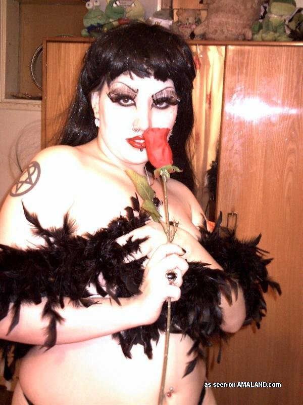 Hot goth in sexy lingerie posing slutty #71846951