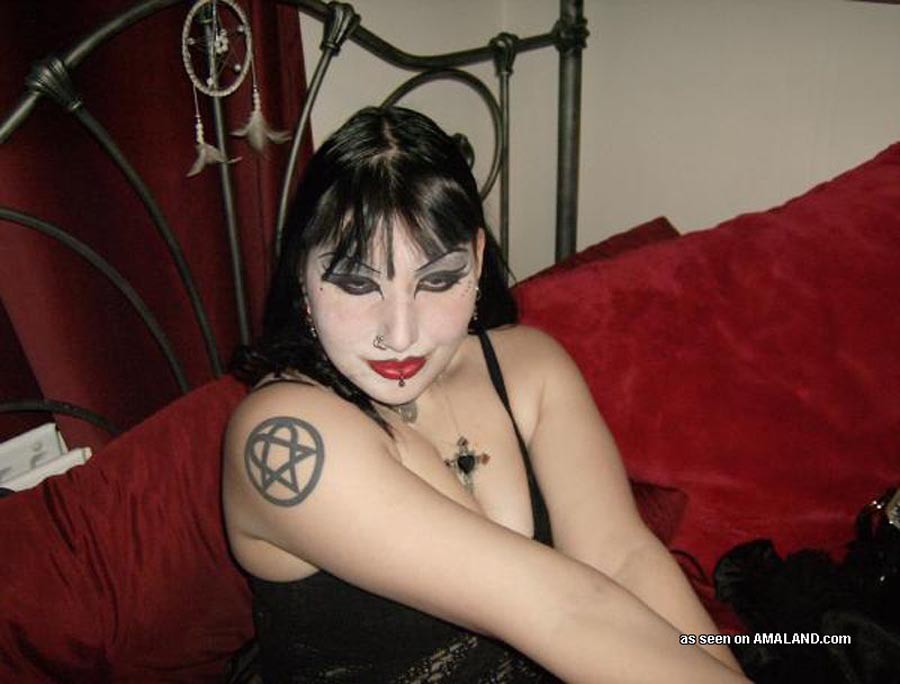 Hot goth in sexy lingerie posing slutty #71847014