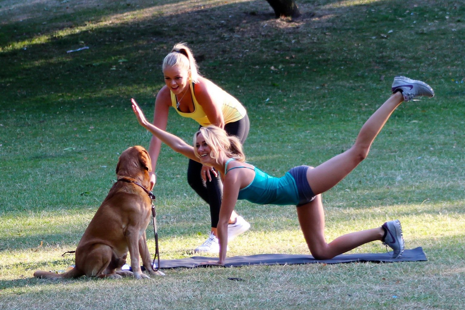 Kimberley Garner working out in a park #75152985