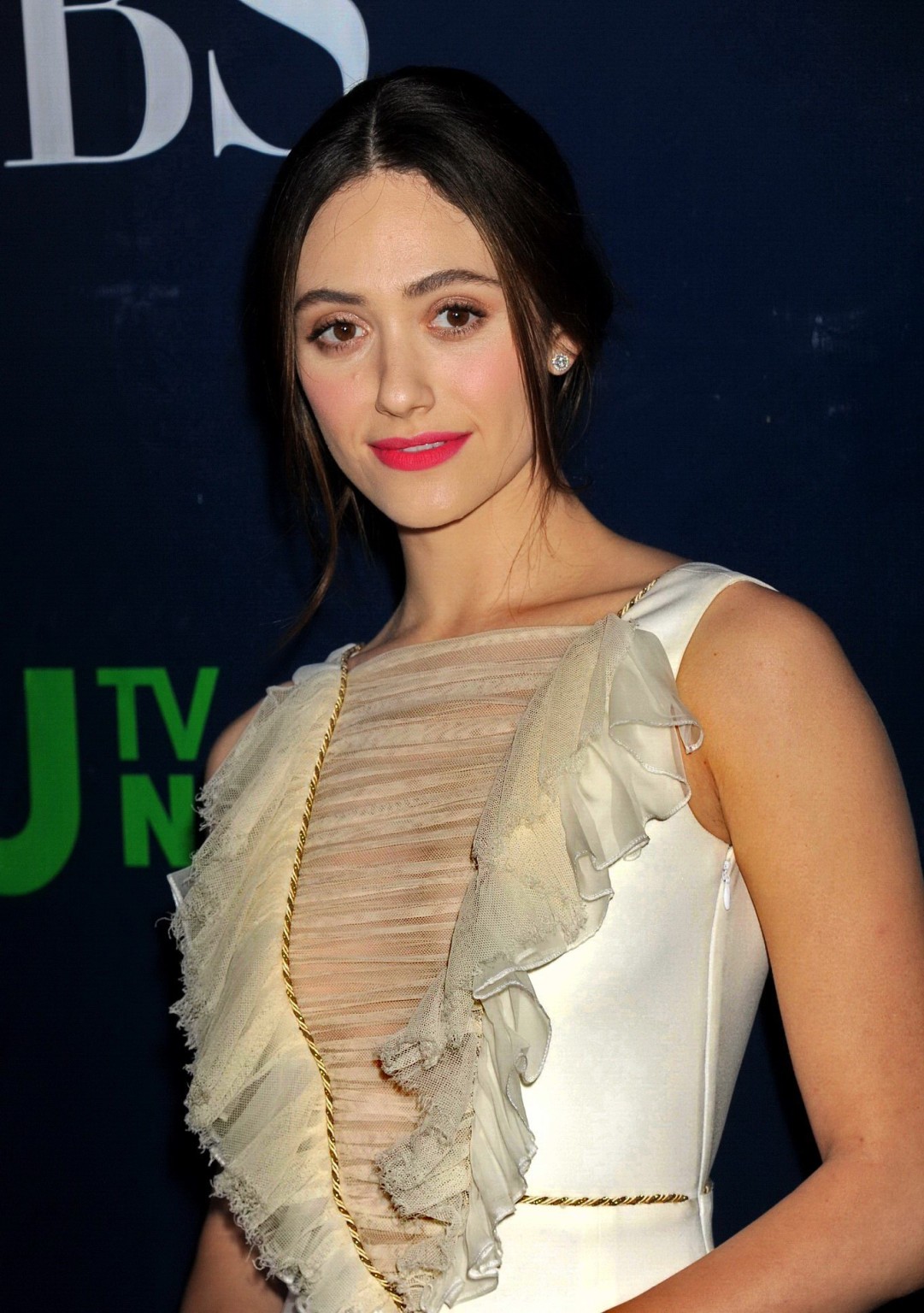 Emmy Rossum braless showing cleavage at the party #75155383