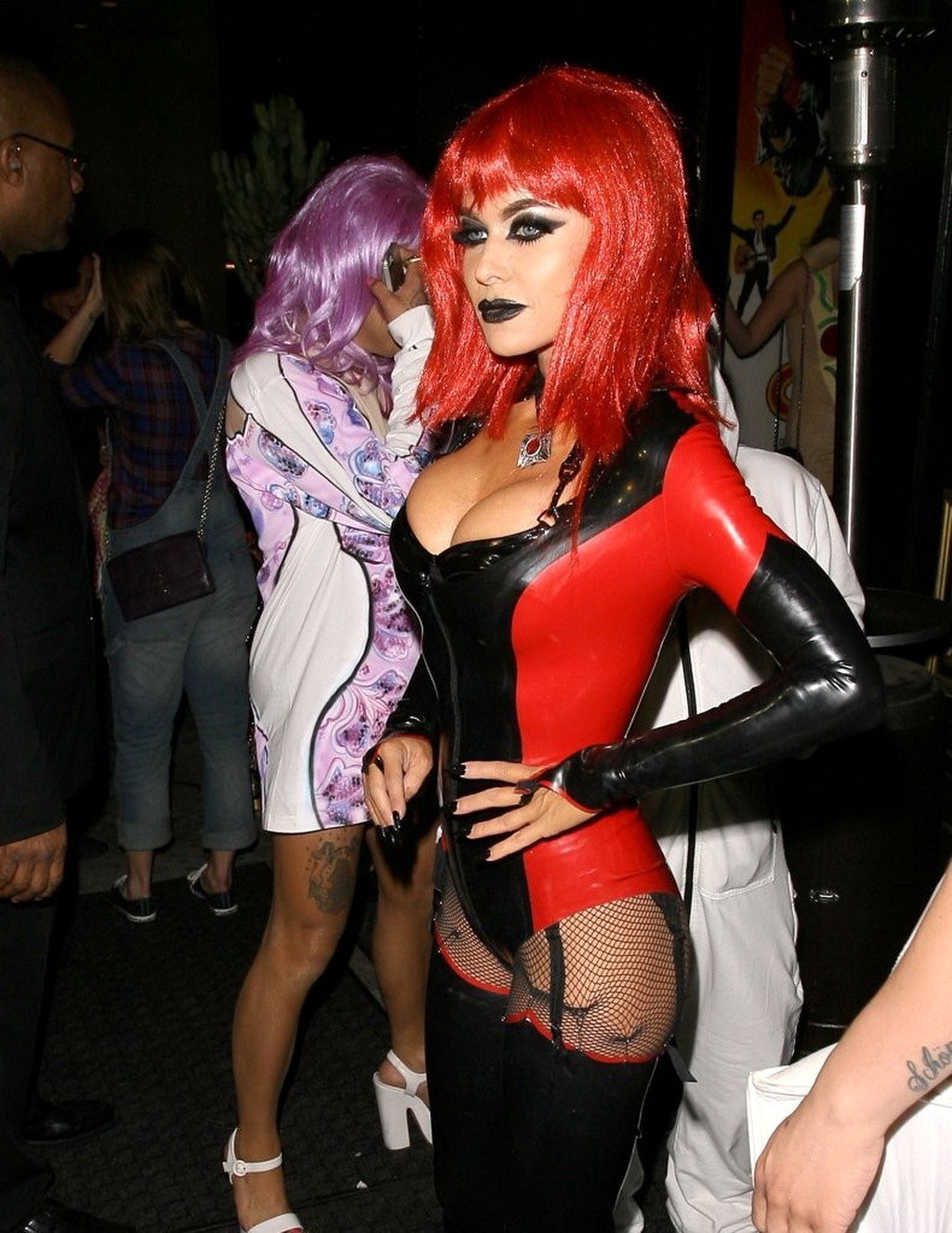 Carmen Electra wearing a slutty latex costume for a Halloween party at Bootsy Be #74621746