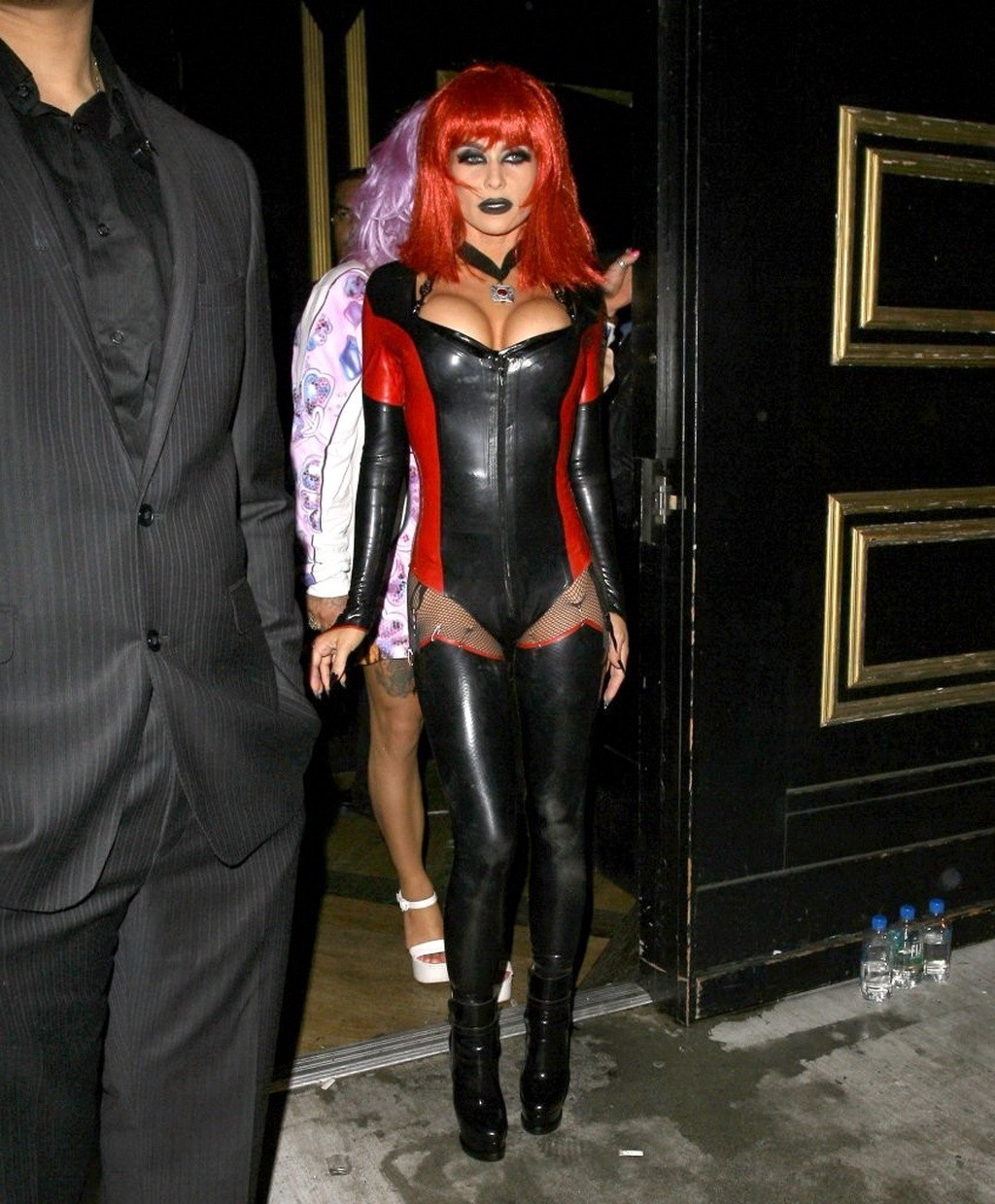 Carmen Electra wearing a slutty latex costume for a Halloween party at Bootsy Be #74621817