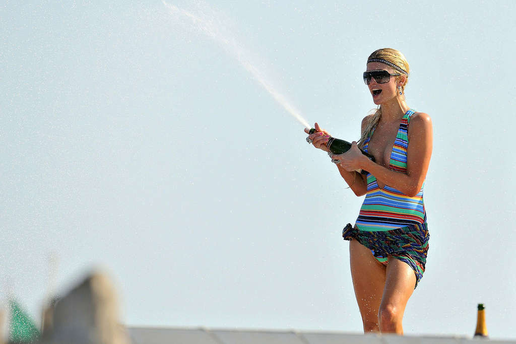 Paris hilton another topless sunbathing on yach and party in bikini on beach 
 #75340222