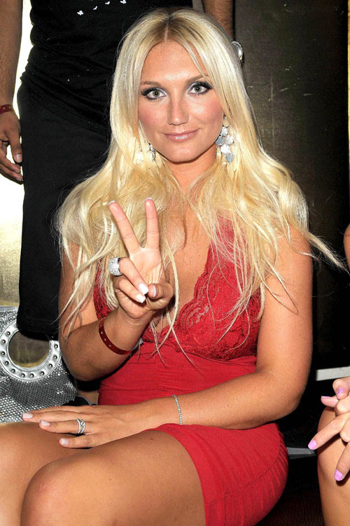 Brooke Hogan showing her panties upskirt on stage and her legs in mini skirt #75397871