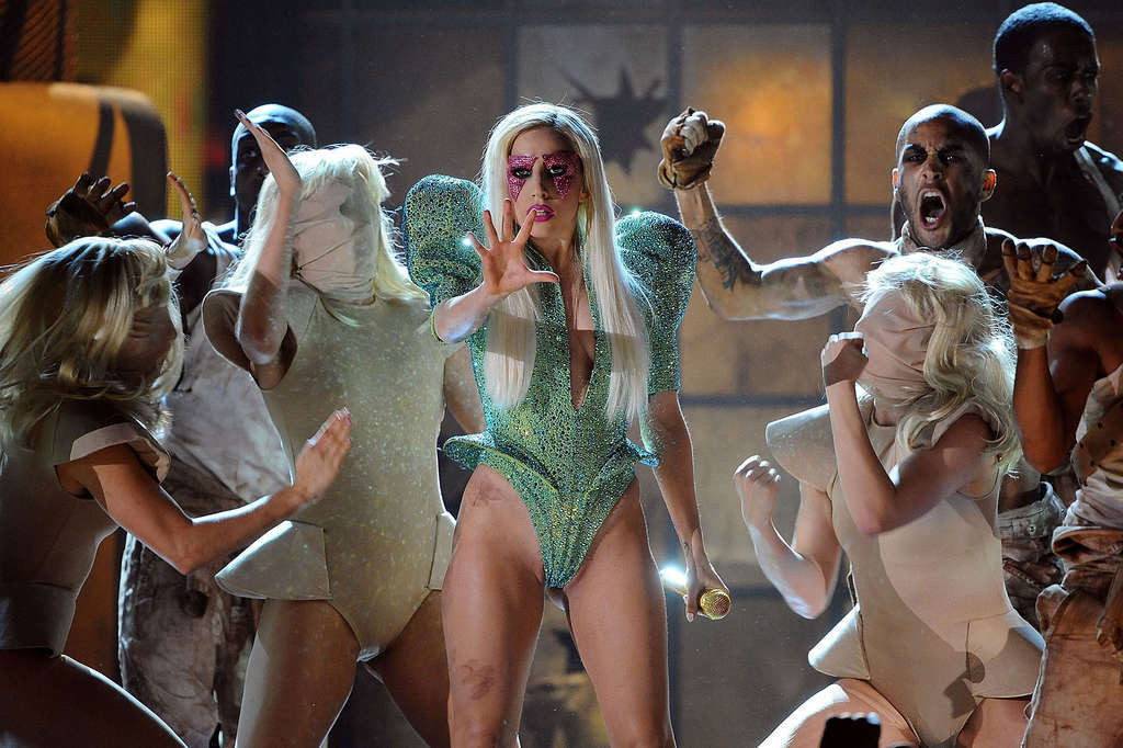 Lady Gaga exposing her nice ass in sexy outfit on stage #75360811