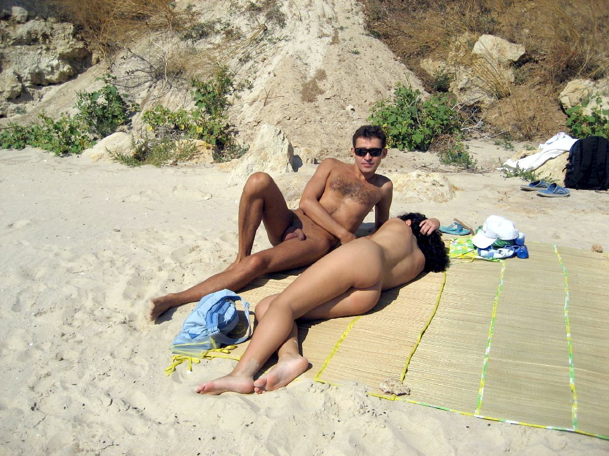 Amateur nudists expose themselves at a public beach #72243558