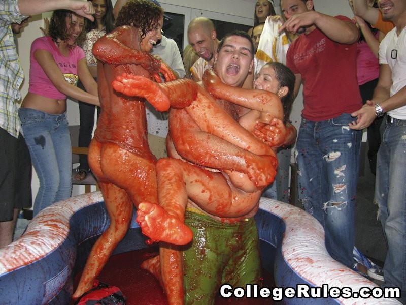 Mud wrestling coeds get naked at a college party #75731406