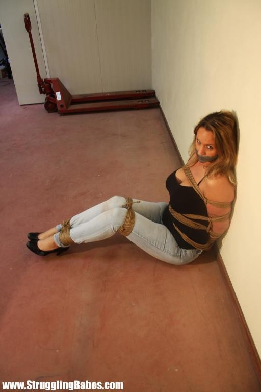 DD firmly bound up tapegagged struggling on a dirty floor #68059213