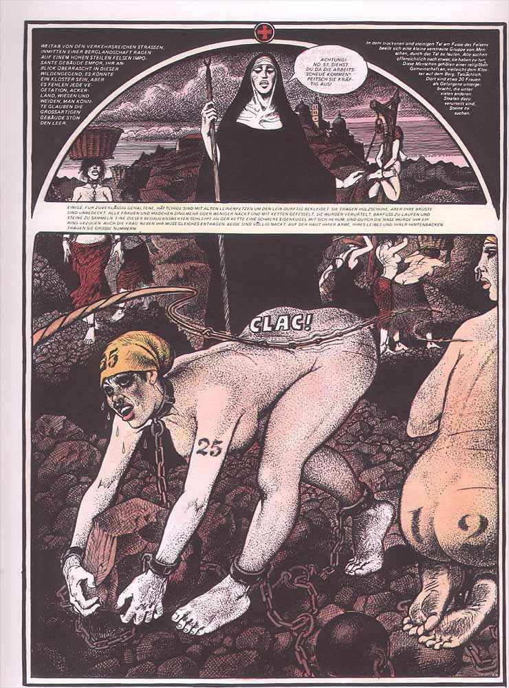 Vintage böse Fesselung und brutale Folter comic
 #69490699