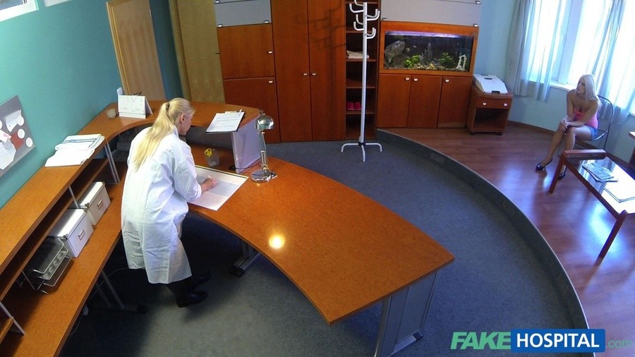 Perfect sexy blonde gets probed and squirts on doctors receptionist desk #67565876