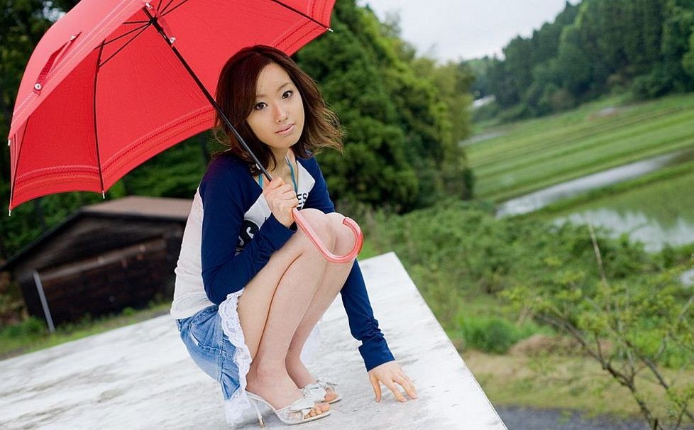 Japanese babe Jun Kiyomi shows tits poses outdoors #69750207