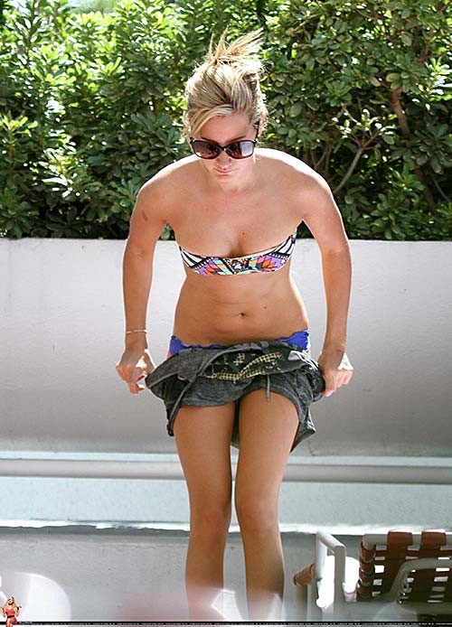 Ashley Tisdale sexy and hot bikini paparazzi photos on pool #75284795
