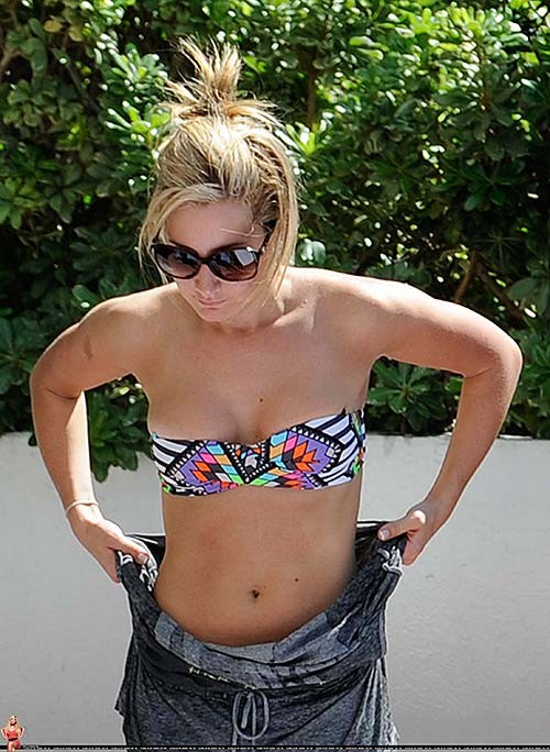 Ashley Tisdale sexy and hot bikini paparazzi photos on pool #75284825