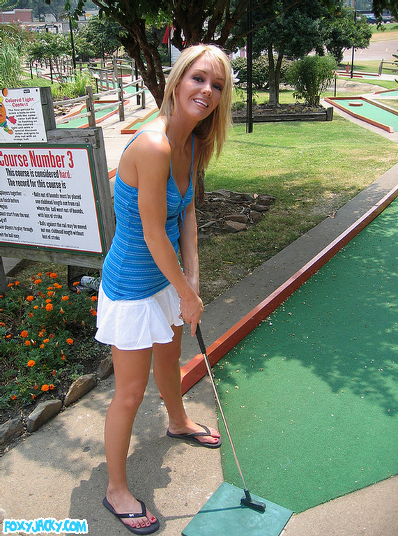 Foxy Jacky loves to have fun at the mini golf course #67740036