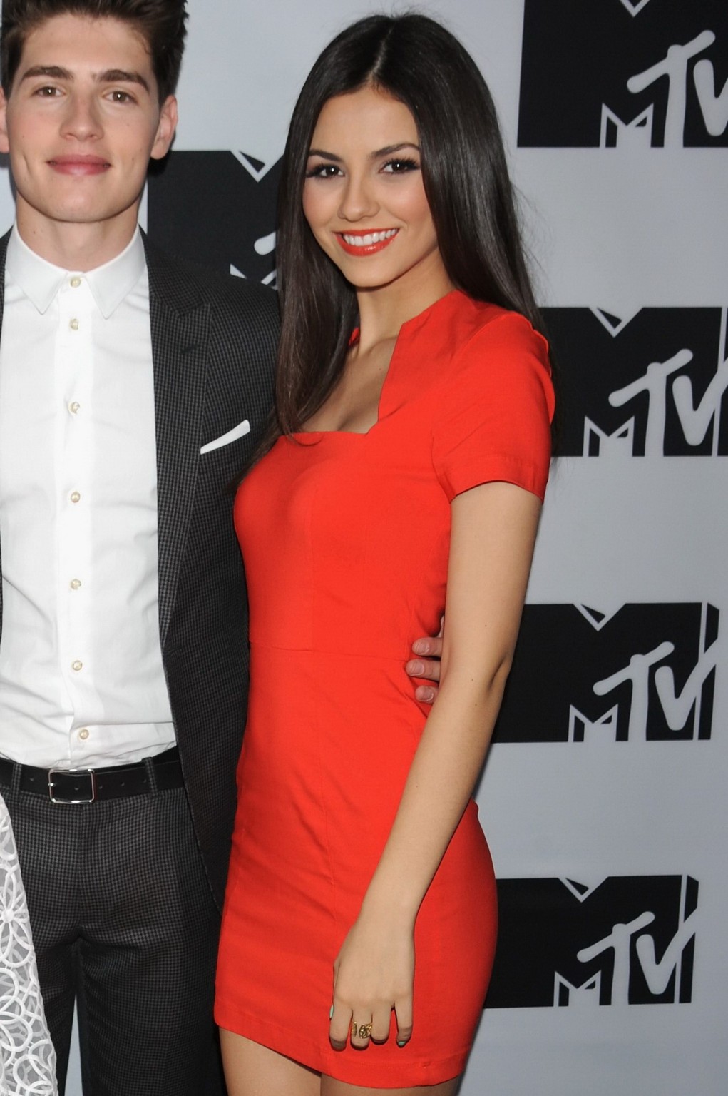 Victoria Justice looks very hot wearing a red mini dress at MTV Upfront #75198126