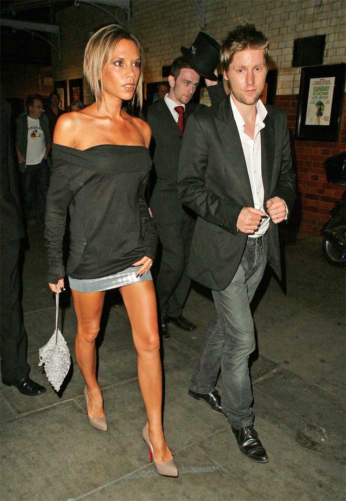 Victoria Beckham see thru and looking sexy in black mini skirt #75440800