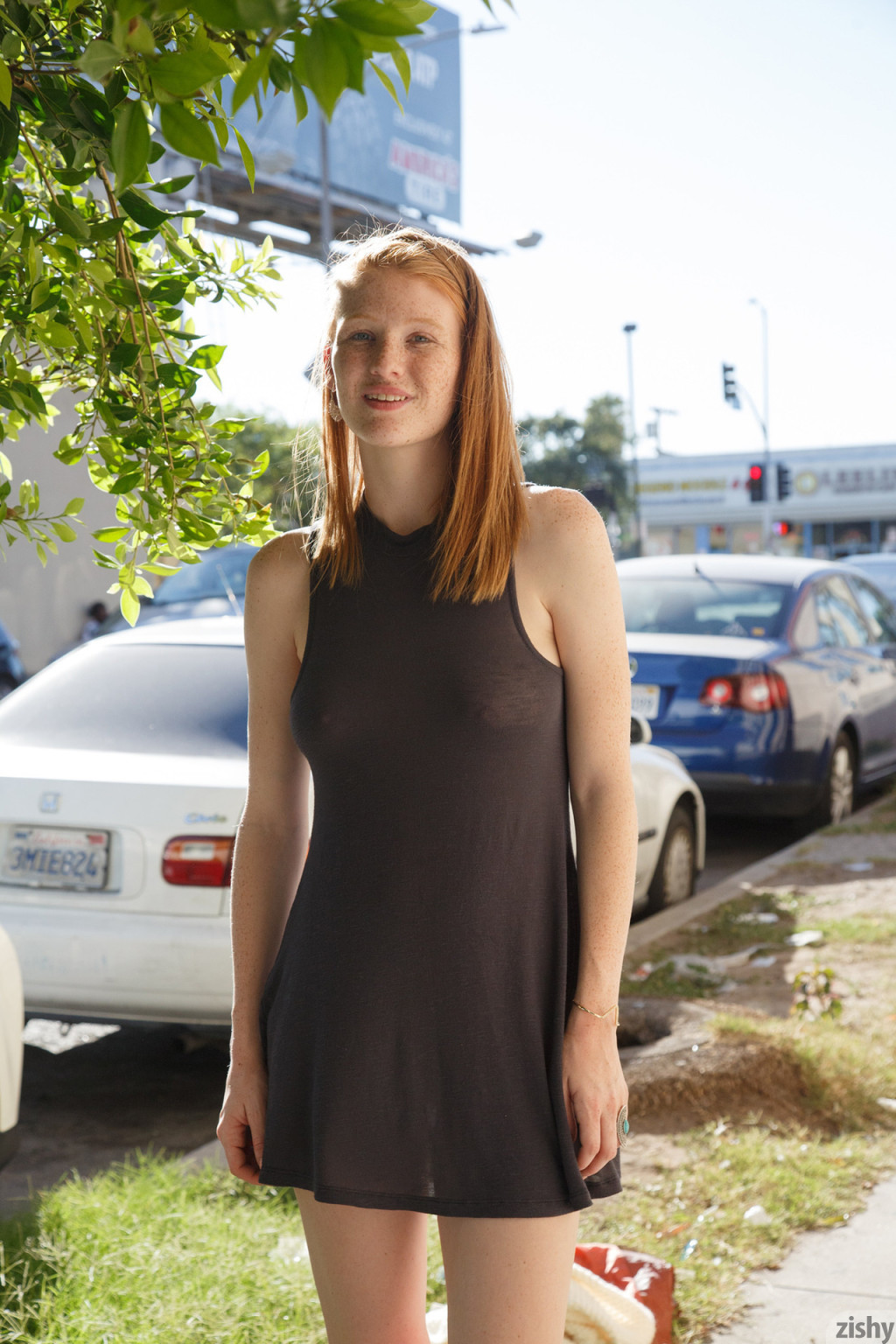 Freckled babe is shy but gets naughty in public #70811109