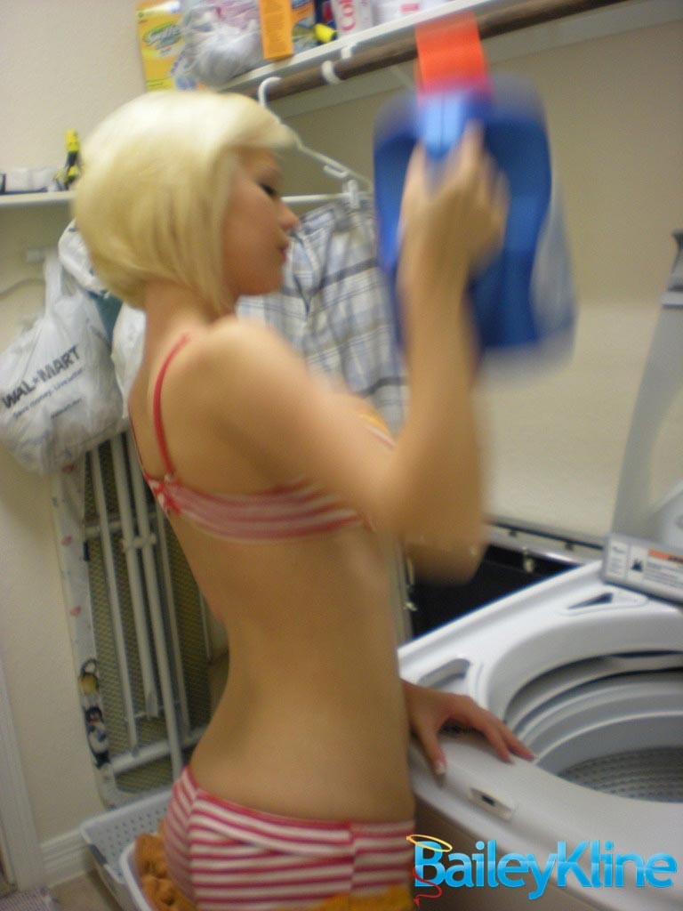 Big boob blonde teen amateur doing laundry #73092414