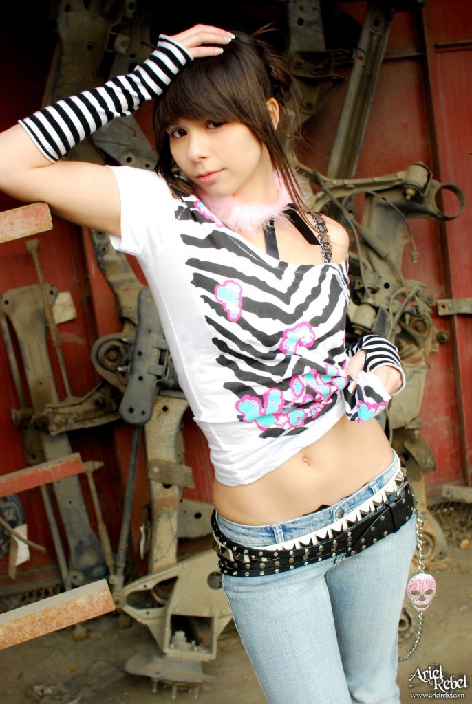 Cute punk teen girl outdoors #77773258