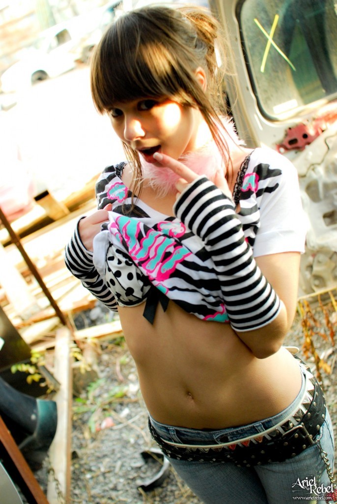 Cute punk teen girl outdoors #77773292