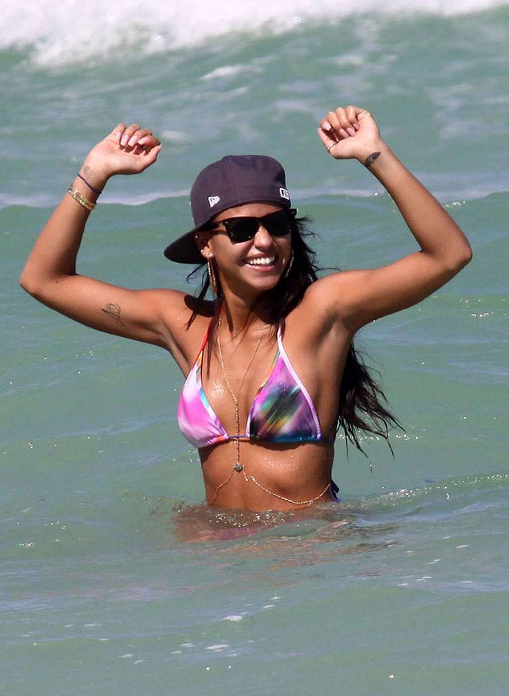 Cassie Ventura looking sexy in bikini on beach and exposing her tits and pussy #75330478