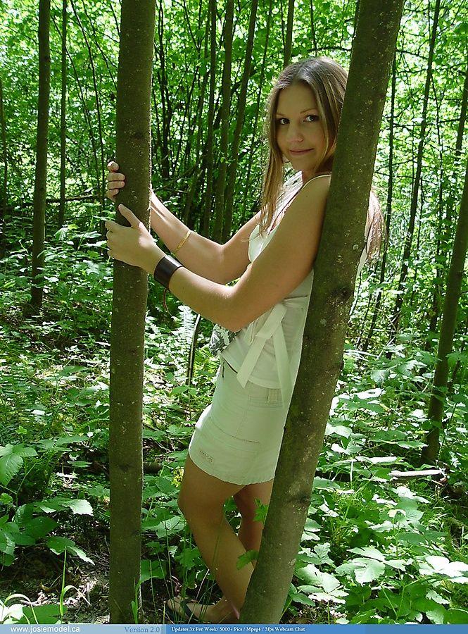 Pictures of Josie Model showing her tits in the woods #55679670