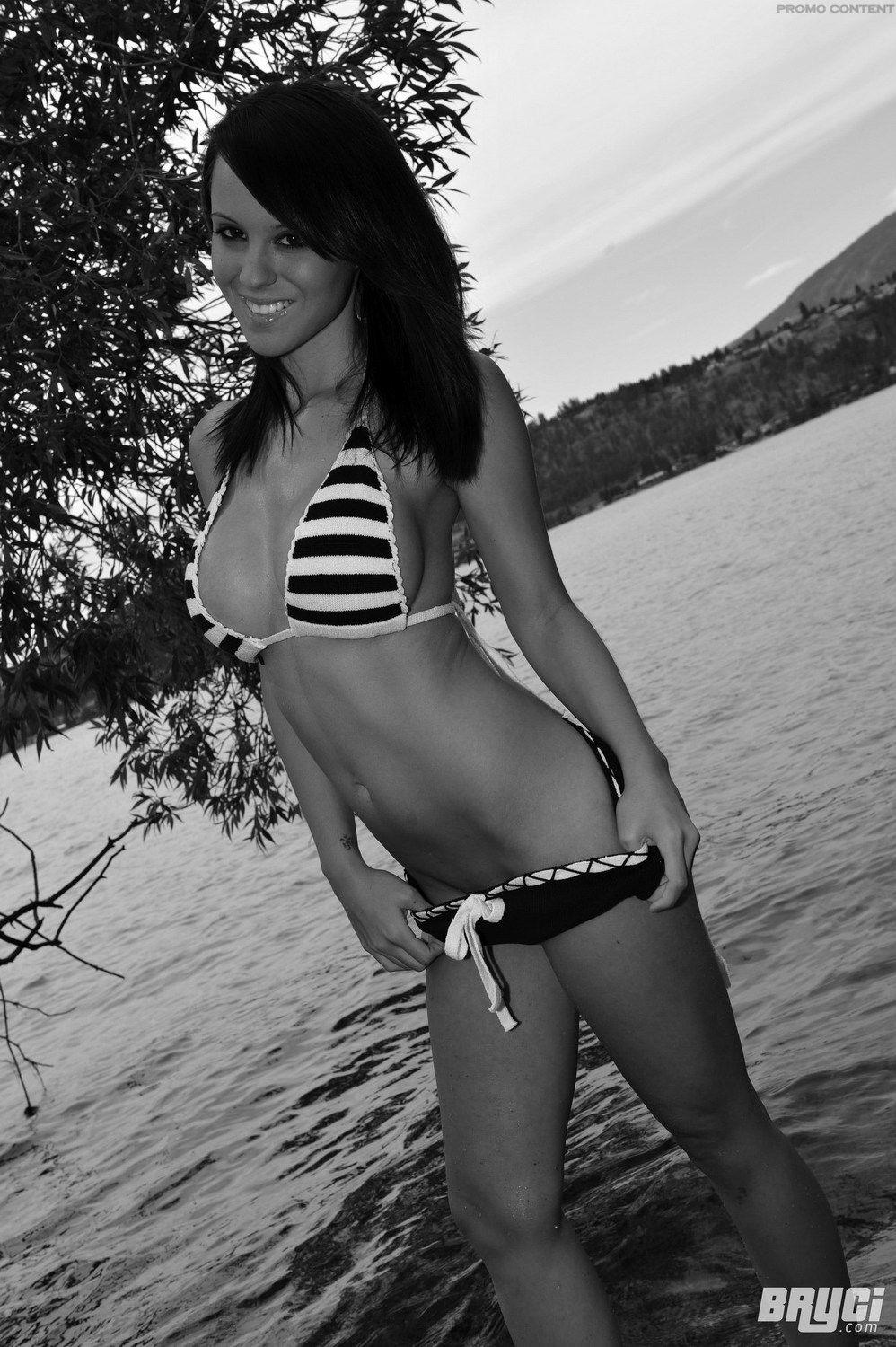 Pictures of Bryci flashing her tits in black and white #53576602