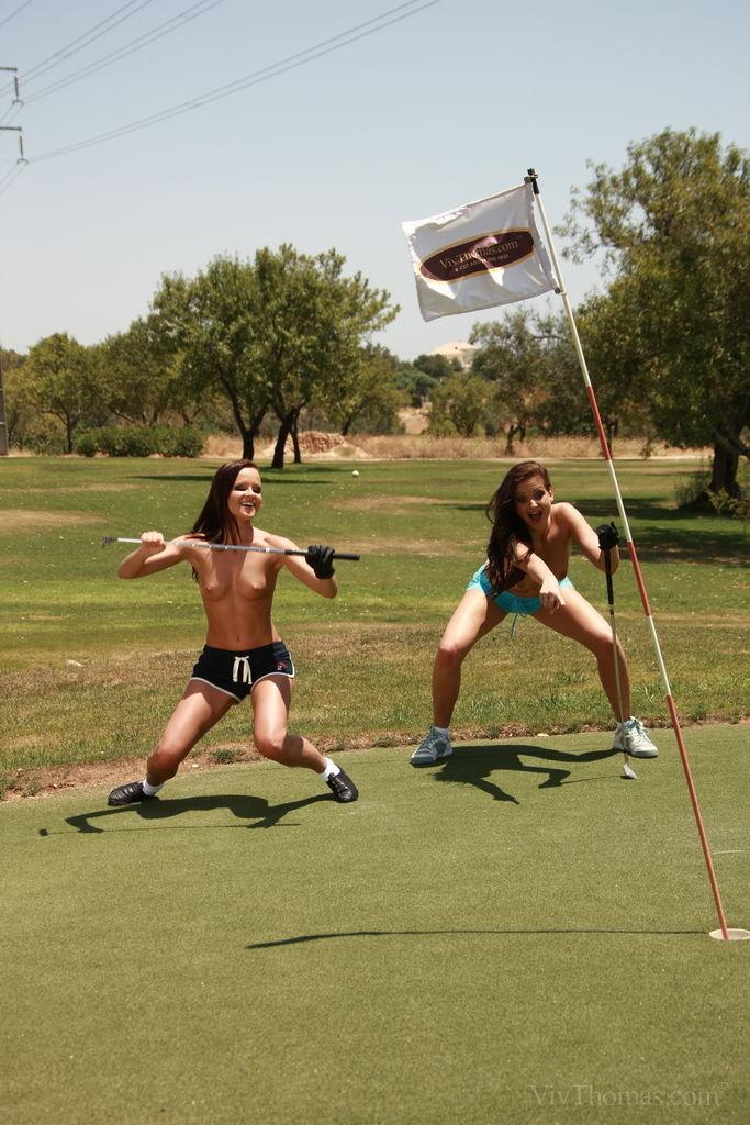 Hot teens Sandra Shine and Monica Sweet play the sexiest game of golf ever #59614759