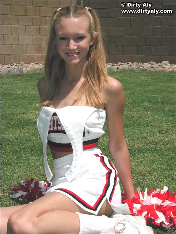 Pictures of cheerleader Dirty Aly getting naked in the back yard #54074877