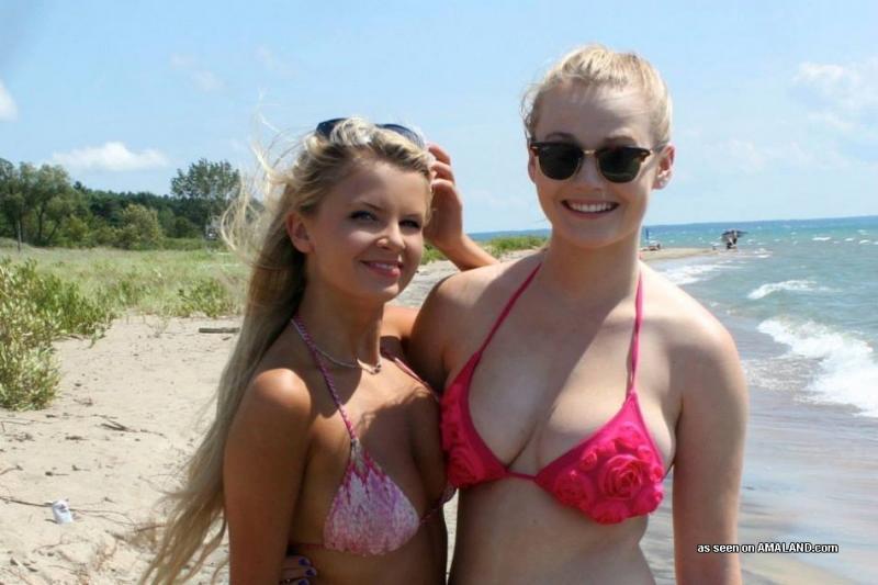 Selection of blonde bikini girlfriends enjoying the beach #60657022