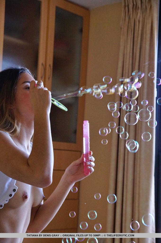 Hot teen Tatiana masturbates and blows bubbles #60857872