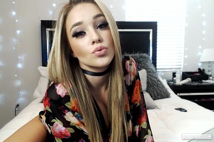 Hot teen Kali Rose does a cam show in a floral top #55932242