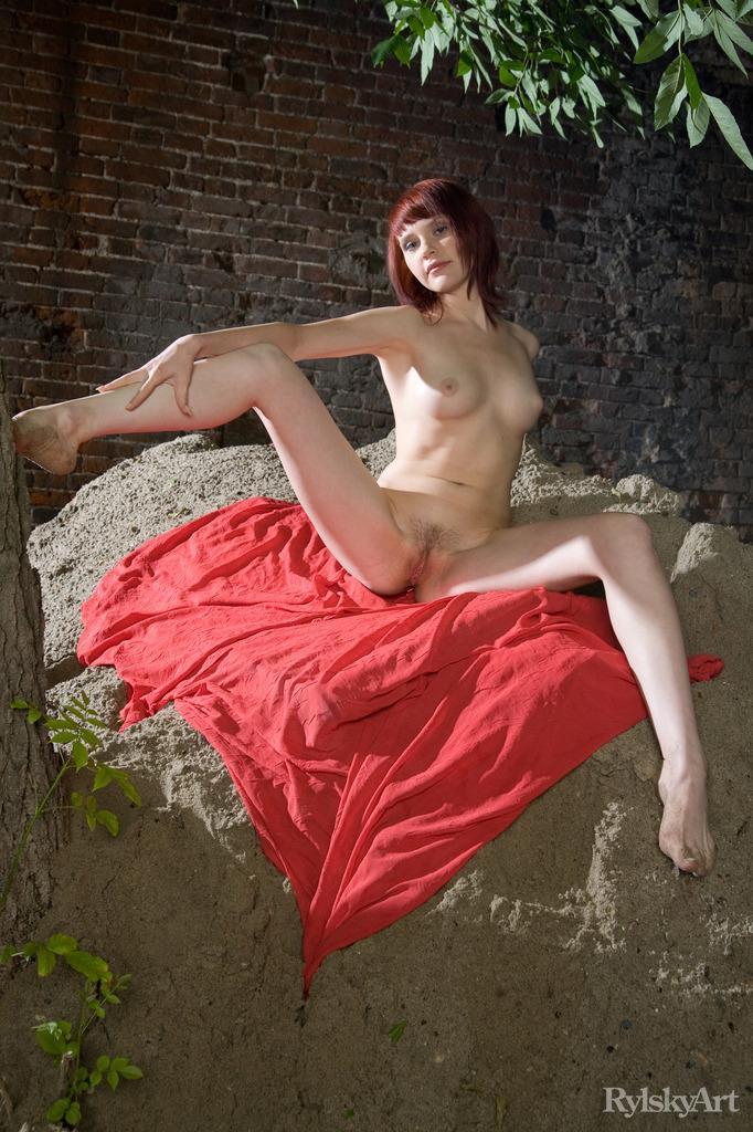 Redhead teen Anelie A has some fun in the sand outside #53168655