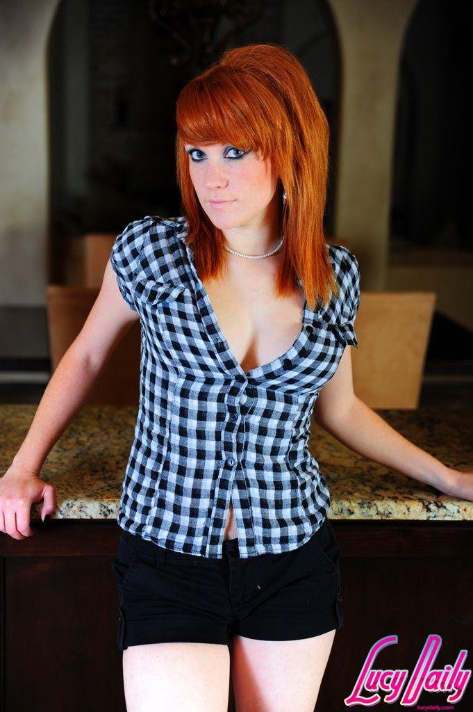 Pictures of Lucy Daily stripping out of her sexy plaid shirt #59122756