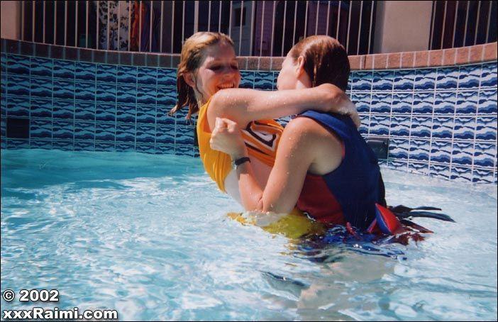 Pictures of two teen cheerleaders being naughty in the pool #60068486