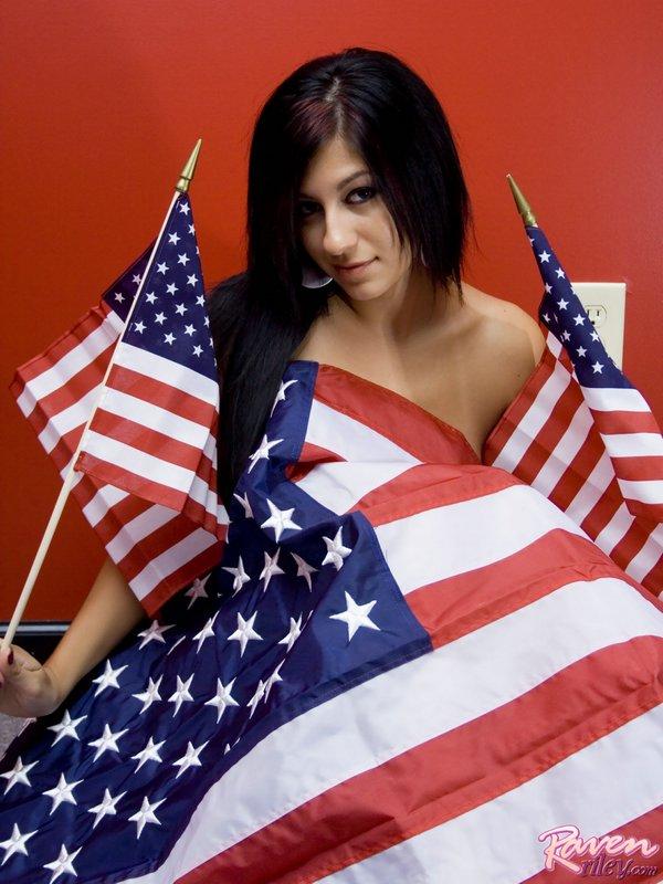 Pictures of Raven Riley wrapped up in American flags #59856372