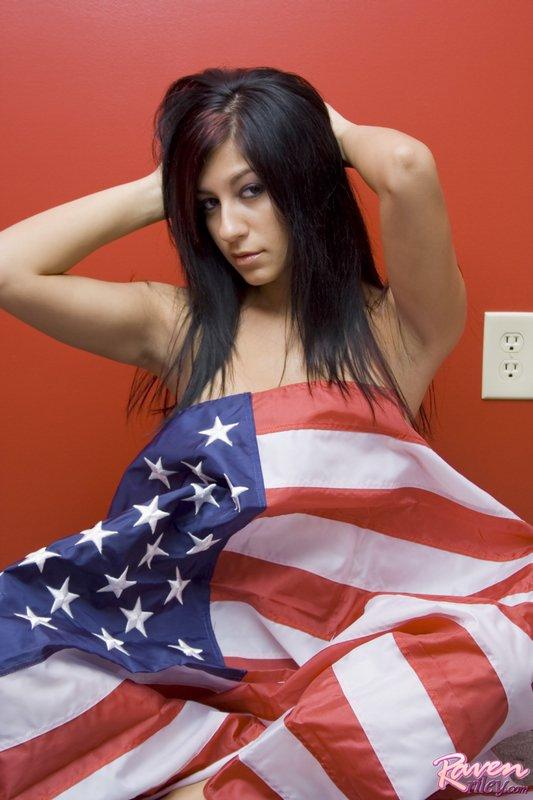 Pictures of Raven Riley wrapped up in American flags #59856378