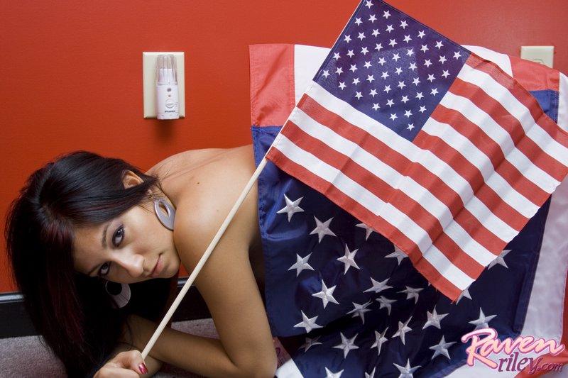 Pictures of Raven Riley wrapped up in American flags #59856390