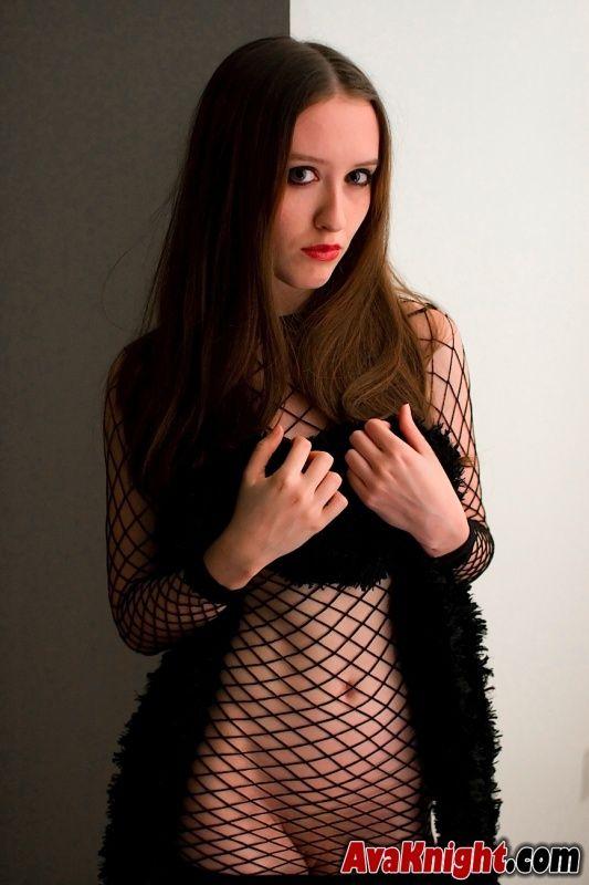 Pictures of teen Ava Knight posing in a fishnet dress #53379750