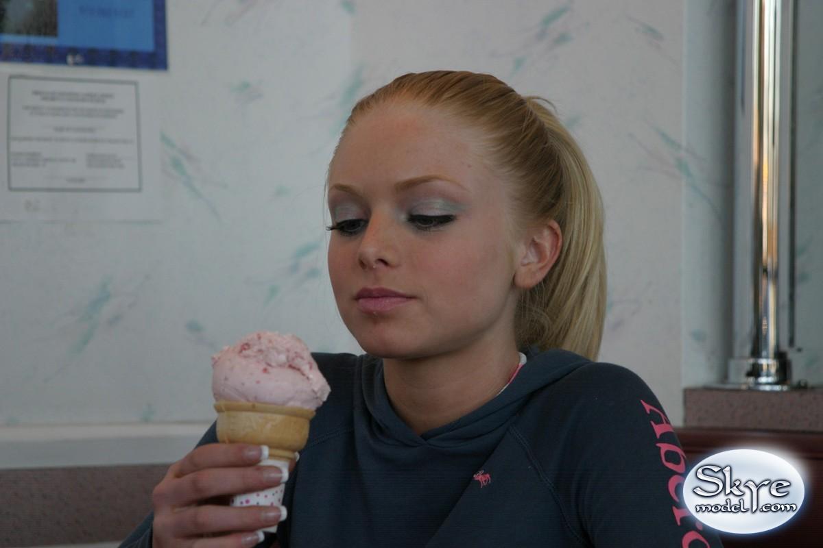 Watch as Skye teases with her oral skills on her ice cream cone #59830545