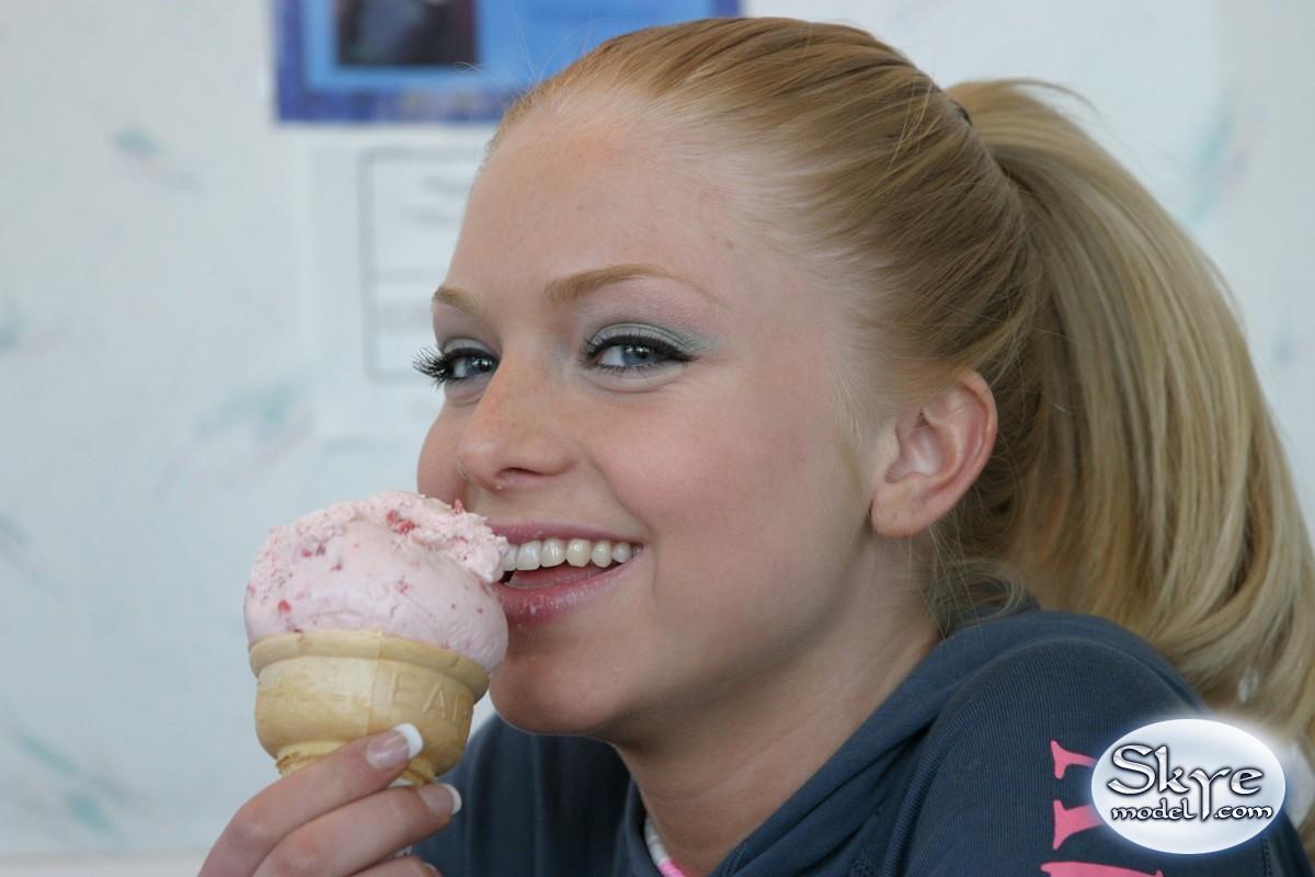 Watch as Skye teases with her oral skills on her ice cream cone #59830551