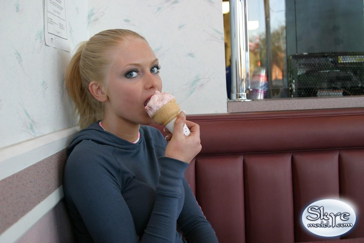 Watch as Skye teases with her oral skills on her ice cream cone #59830580