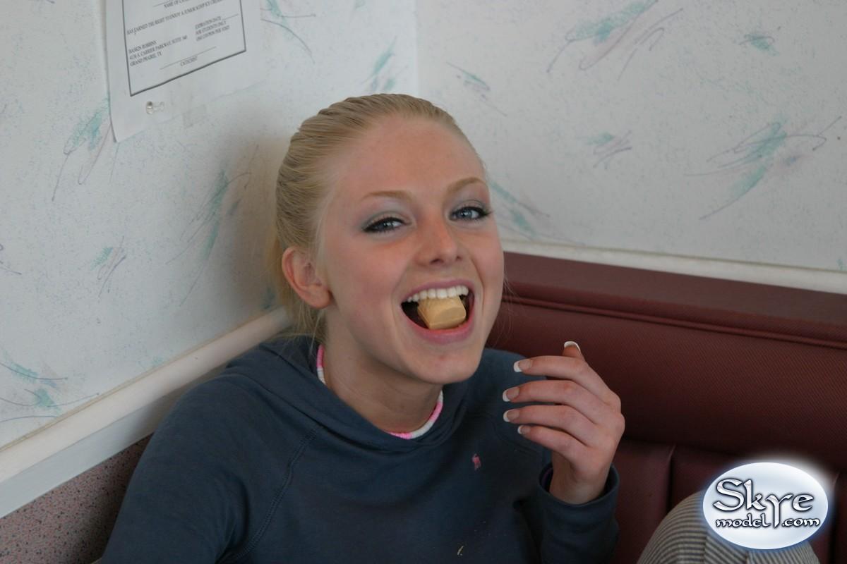 Watch as Skye teases with her oral skills on her ice cream cone #59830592