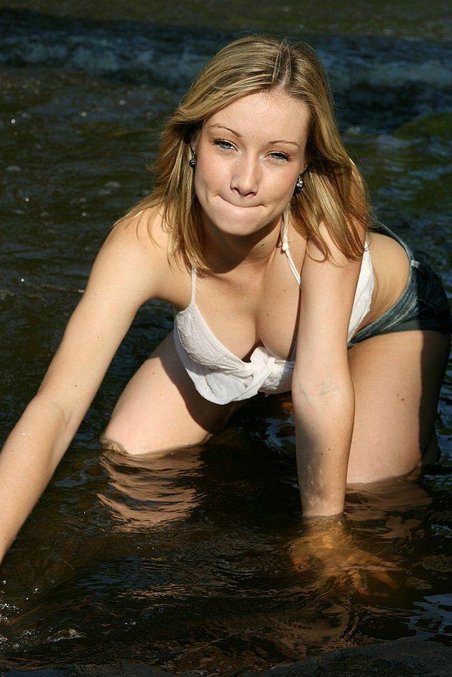 Pictures of teen Kaylee Rain teasing in the lake #58215289