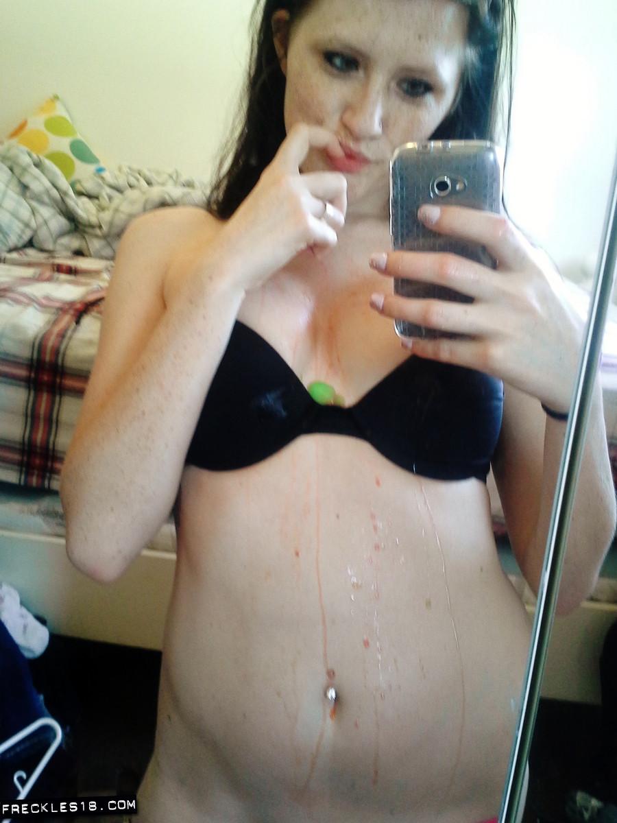Freckles 18 Takes Sexy Pics Of Herself With A Messy Popsicle Porn
