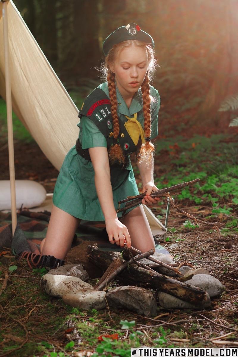 Redhead girl scout Dolly Little gets turned on while camping #54092941